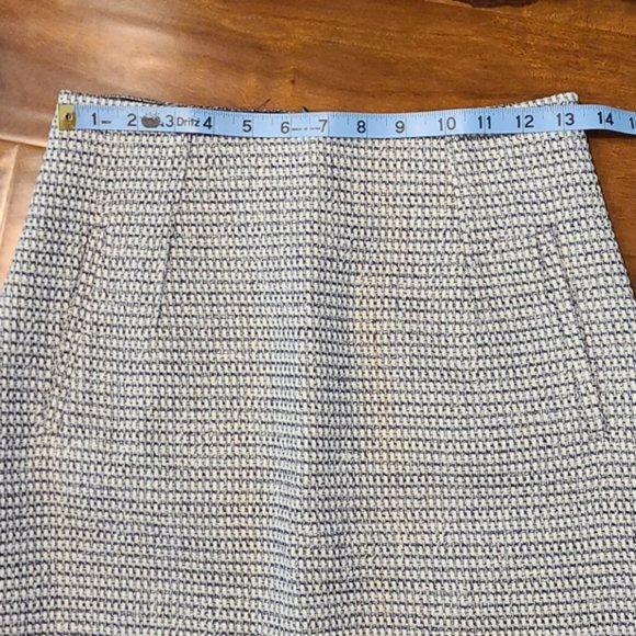 L.K. Bennett Josie Navy Tweed Skirt with Fringe detail - Picture 7 of 12